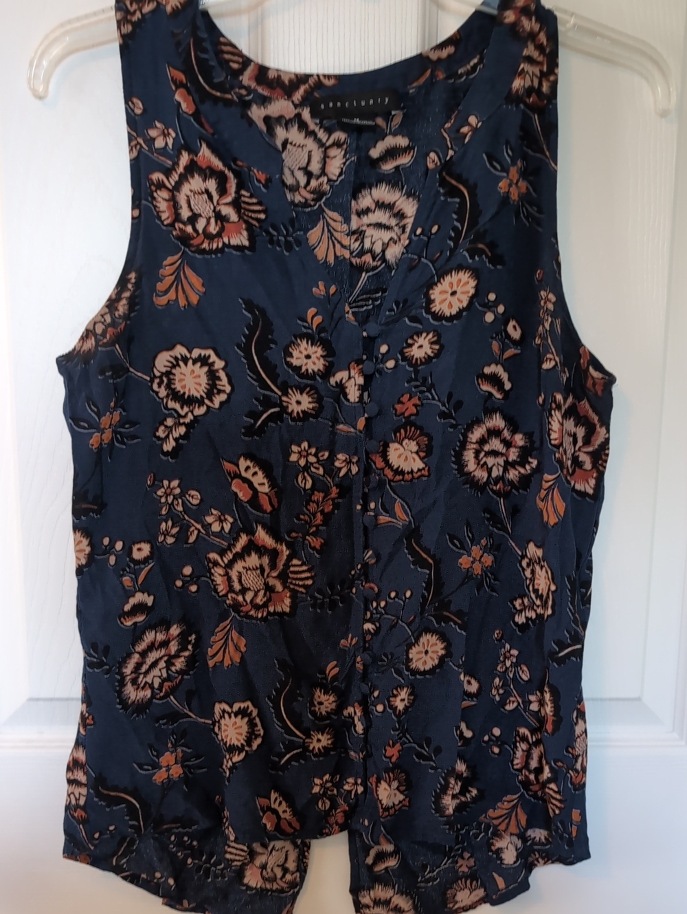 Sanctuary Navy Floral Vest with Peach Accents